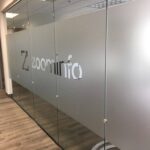 Frosted vinyl graphics for conference room